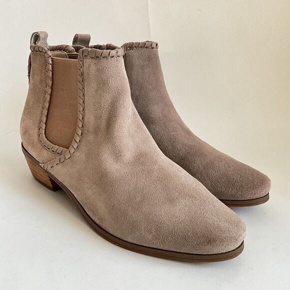 Jack Rogers Chelsea Boot Women Size 9.5M Taupe Suede Poppy Pull-on Waterproof - Picture 12 of 12